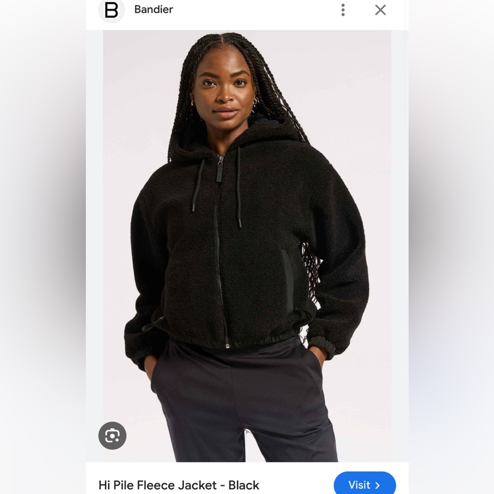 NWT Bandier Hi High Pile Fleece Teddy Designer Athleisure Hooded Zip Jacket